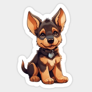 Cute Cartoon German Shepherd Puppy Dog Sticker